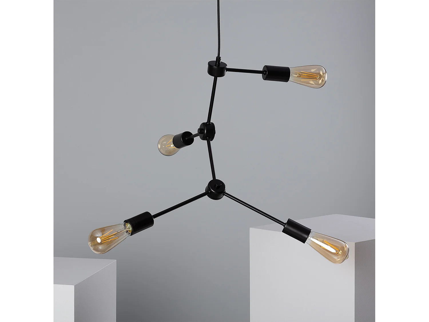 Lámpara Colgante de Metal Molecular Negro