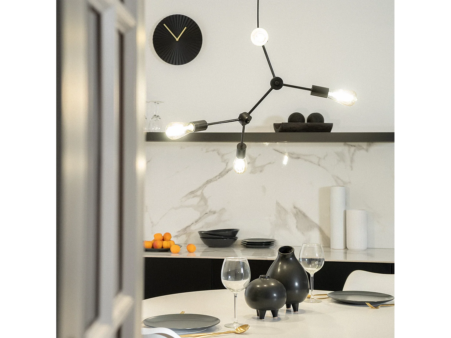 Lampada a Sospensione in Metallo Molecular Nero