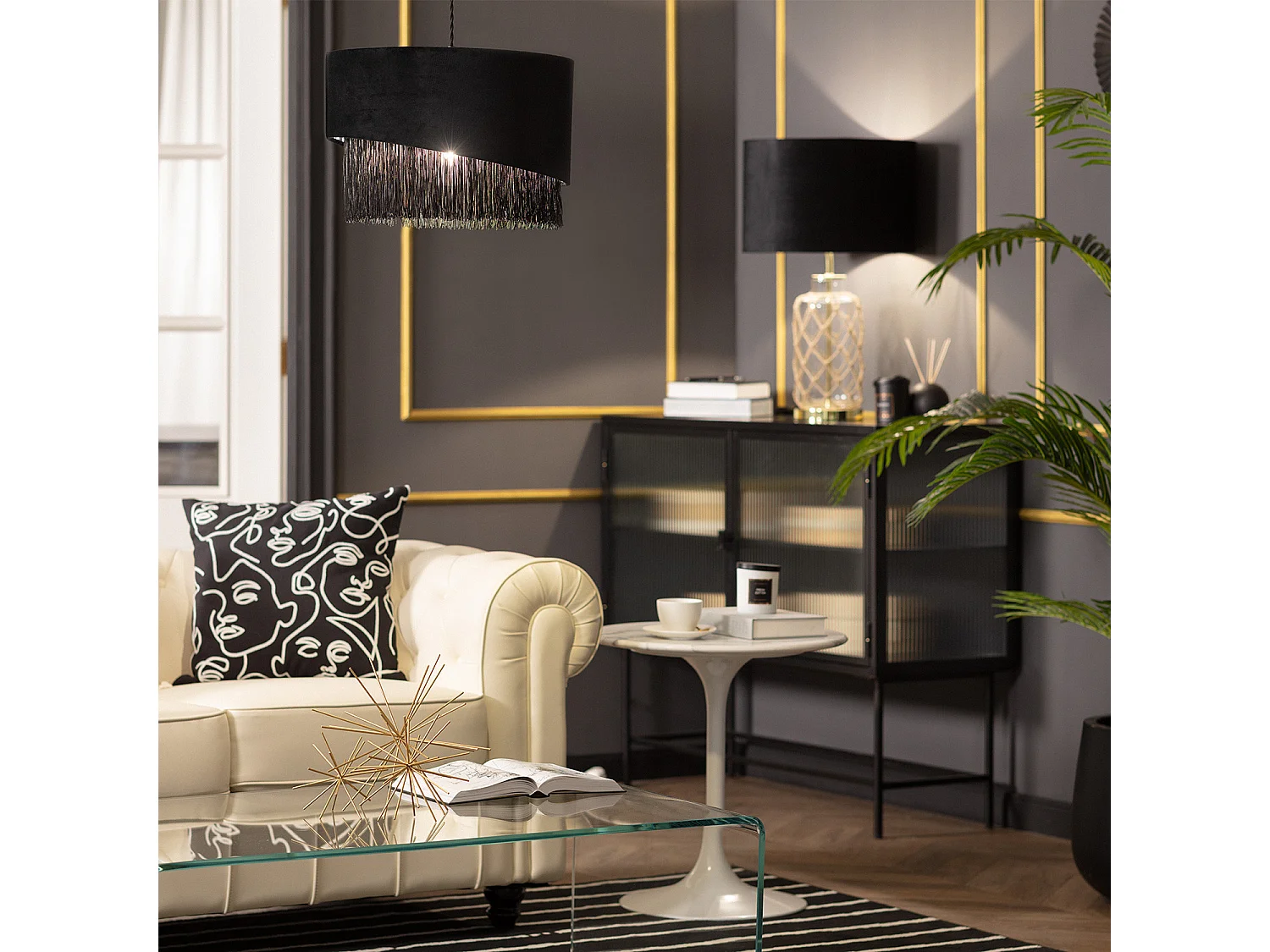 Lámpara Colgante Terciopelo Jurmi Negro