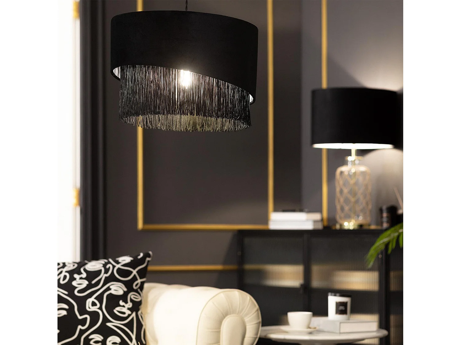 Lámpara Colgante Terciopelo Jurmi Negro