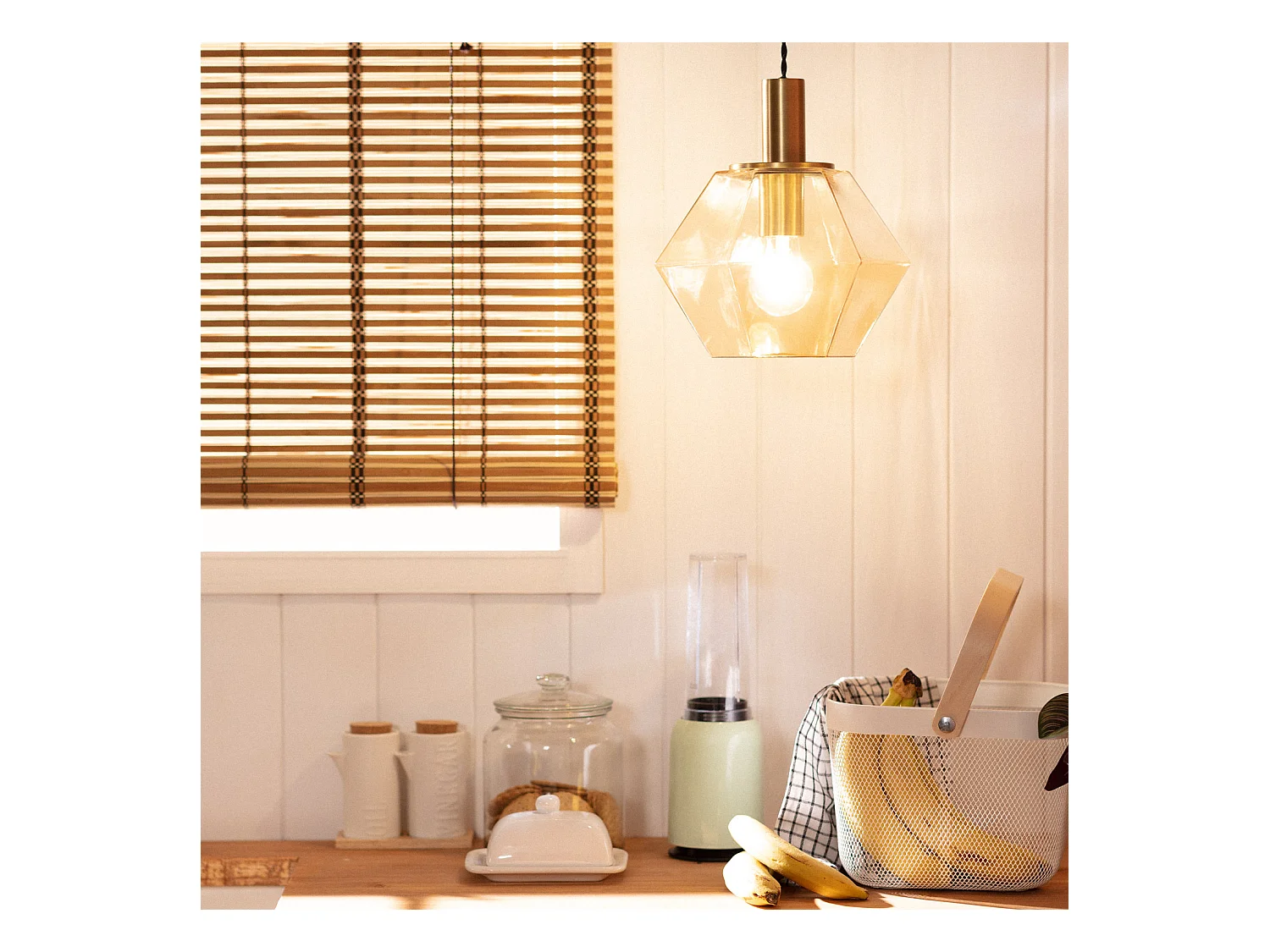 Lampada a Sospensione Vetro Diamound Ambra