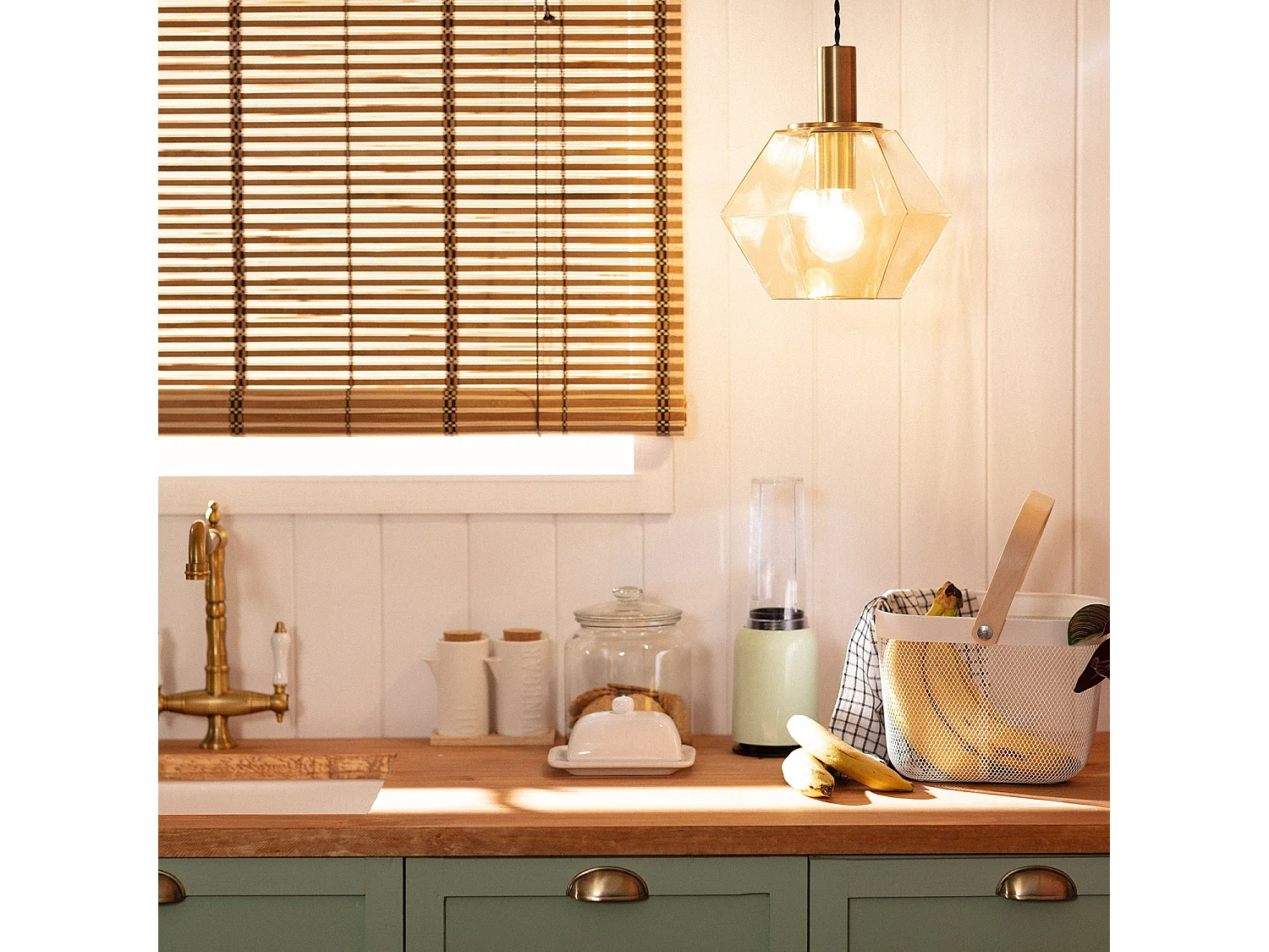 Lampada a Sospensione Vetro Diamound Ambra