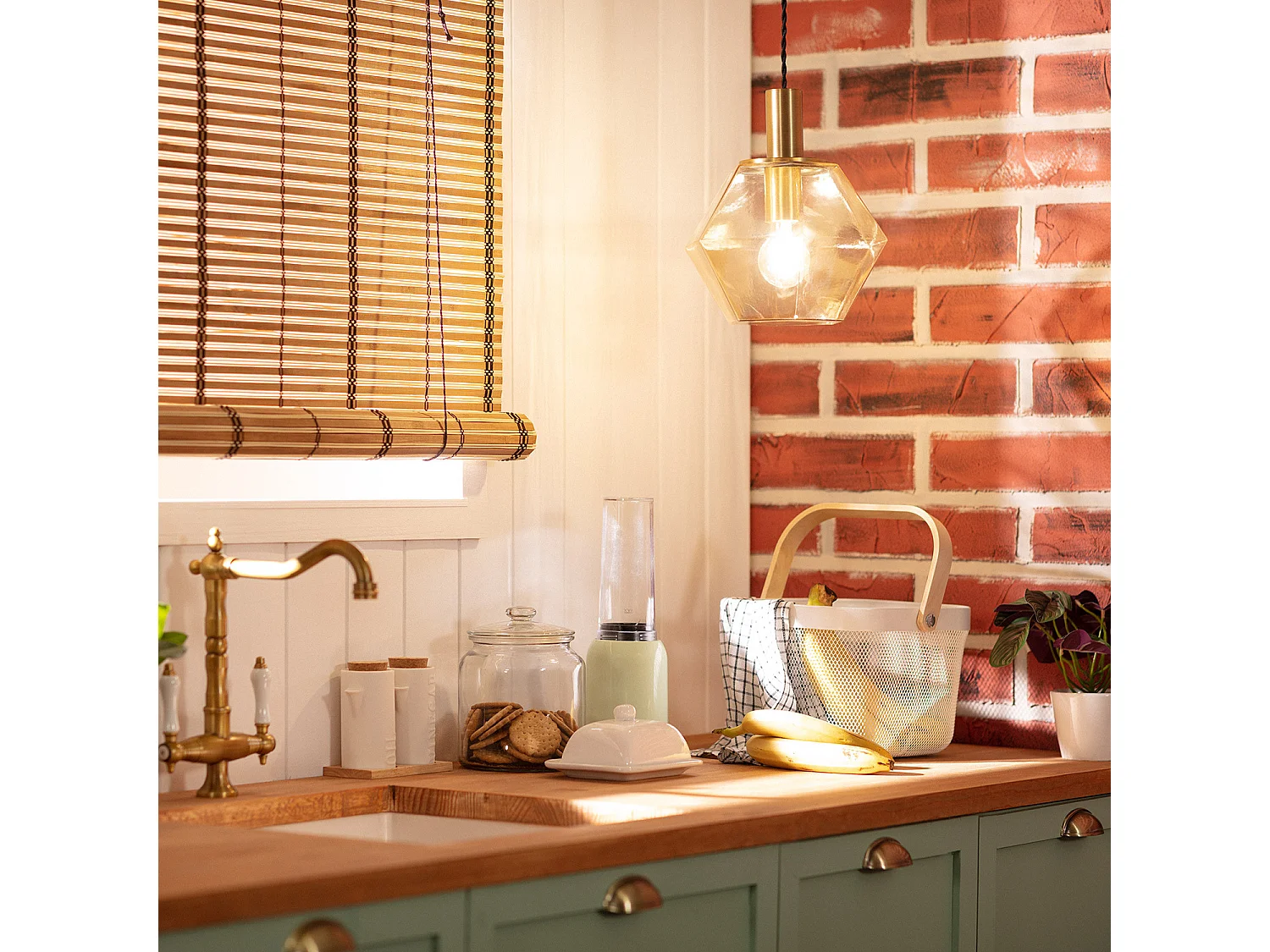 Lampada a Sospensione Vetro Diamound Ambra