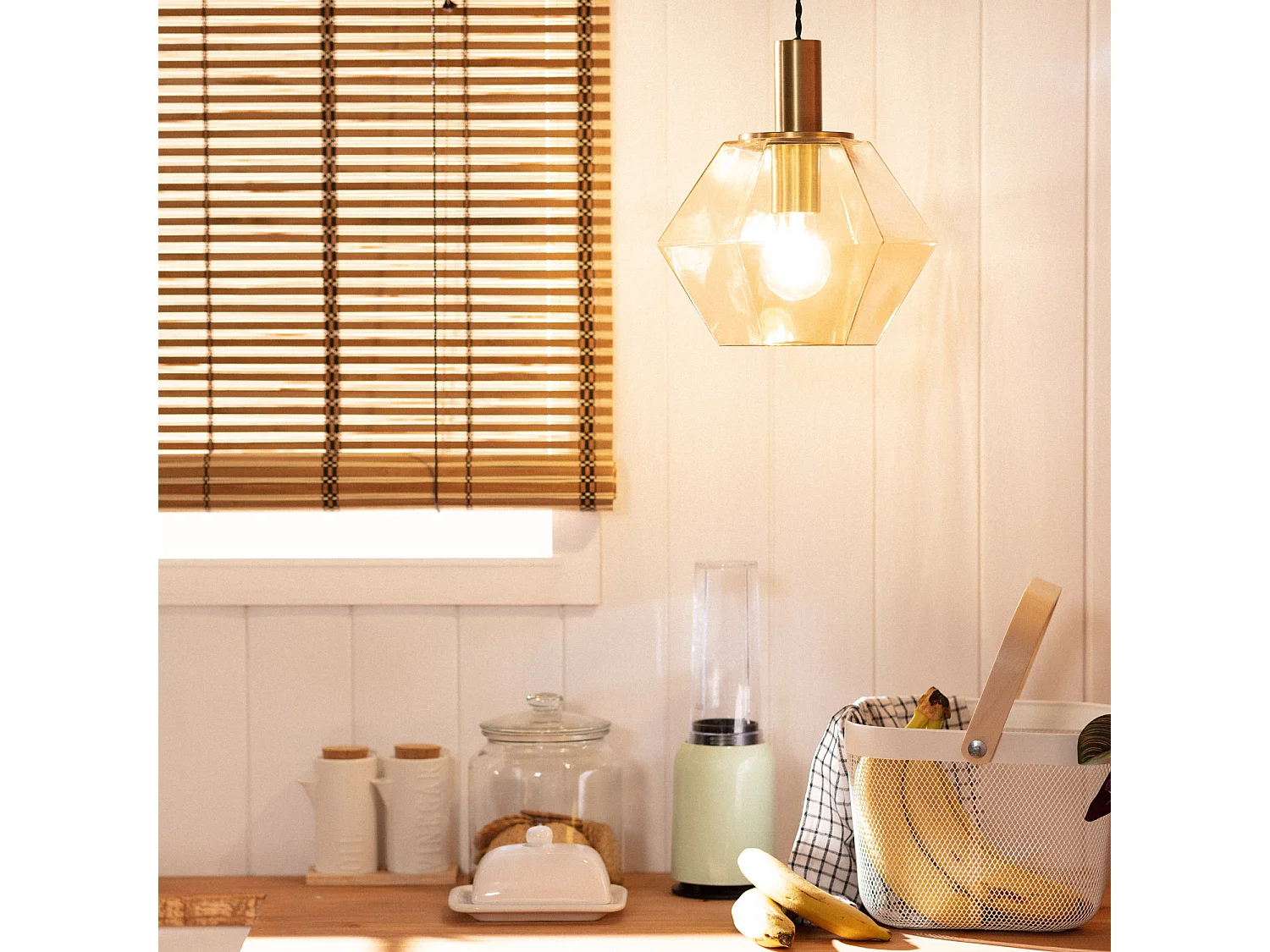 Suspension Verre Diamound Ambre