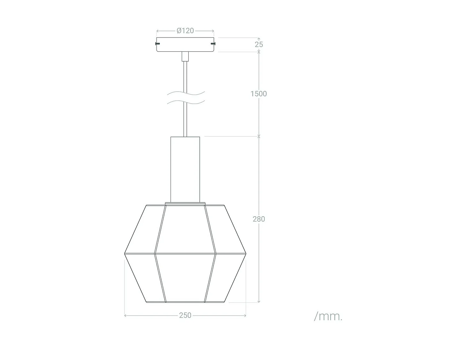 Suspension Verre Diamound Ambre