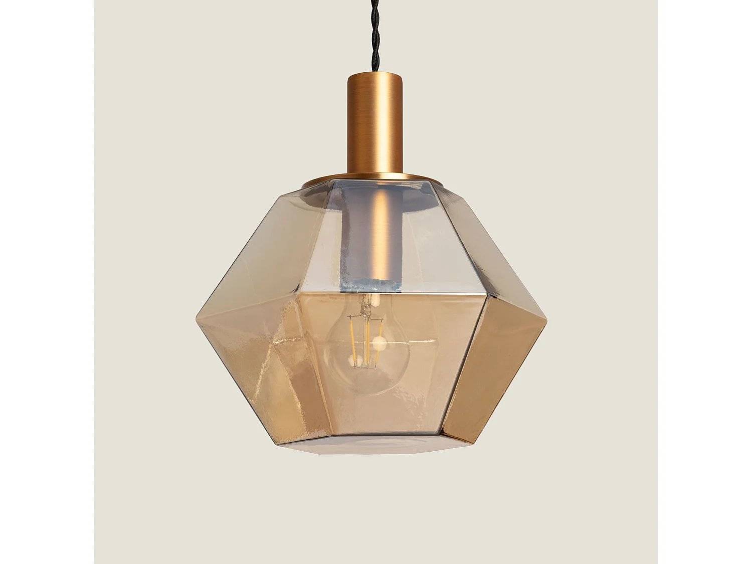 Lampada a Sospensione Vetro Diamound Ambra