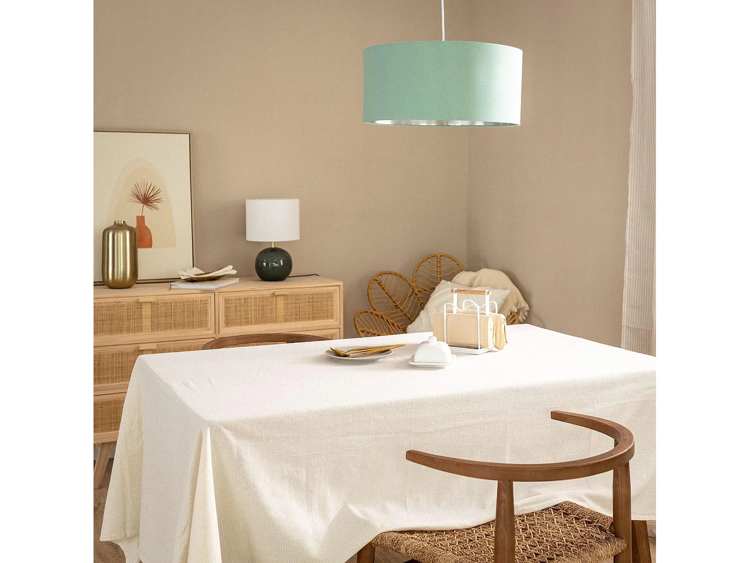 Lampada a Sospensione Tessuto Bello Riflesso Bianco