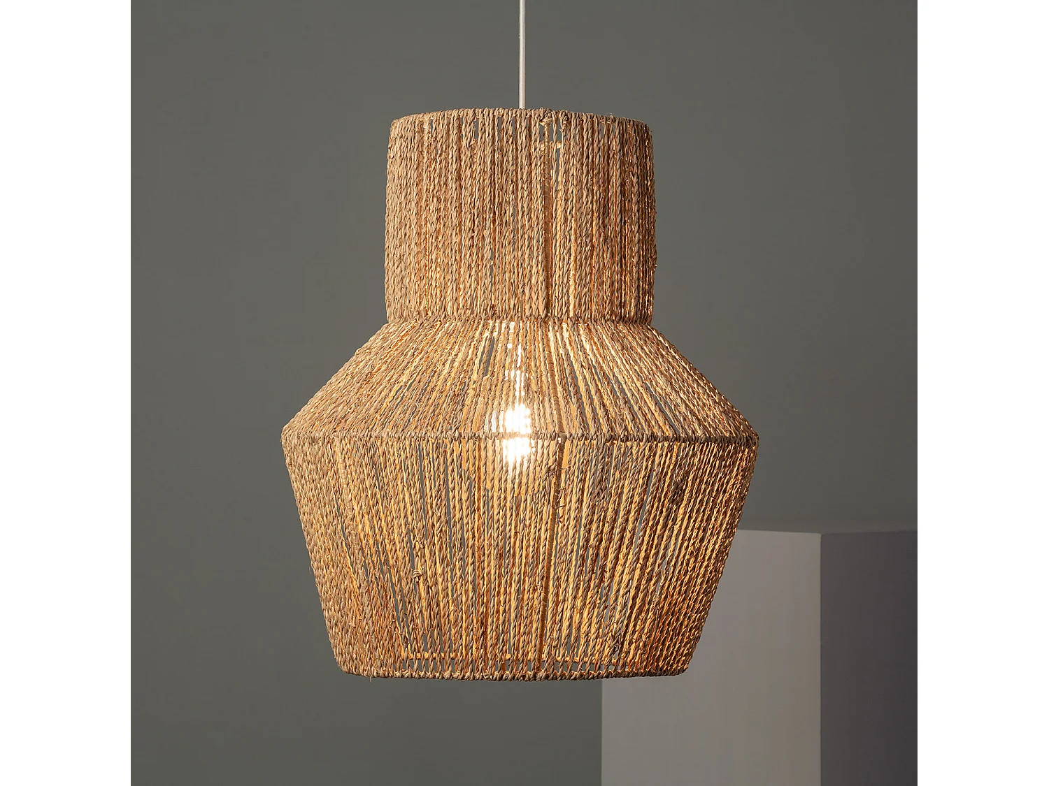 Lámpara Colgante Fibras Naturales Newén Ø500 mm ILUZZIA Textil Blanco