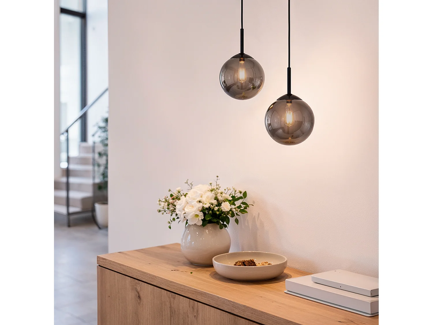 Lampada a Sospensione Vetro Kubad Nero