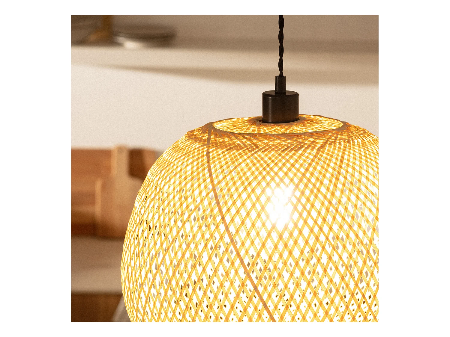 Lámpara Colgante Bambú Llata Natural