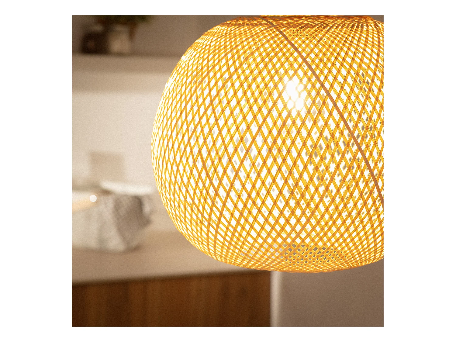 Lámpara Colgante Bambú Llata Natural