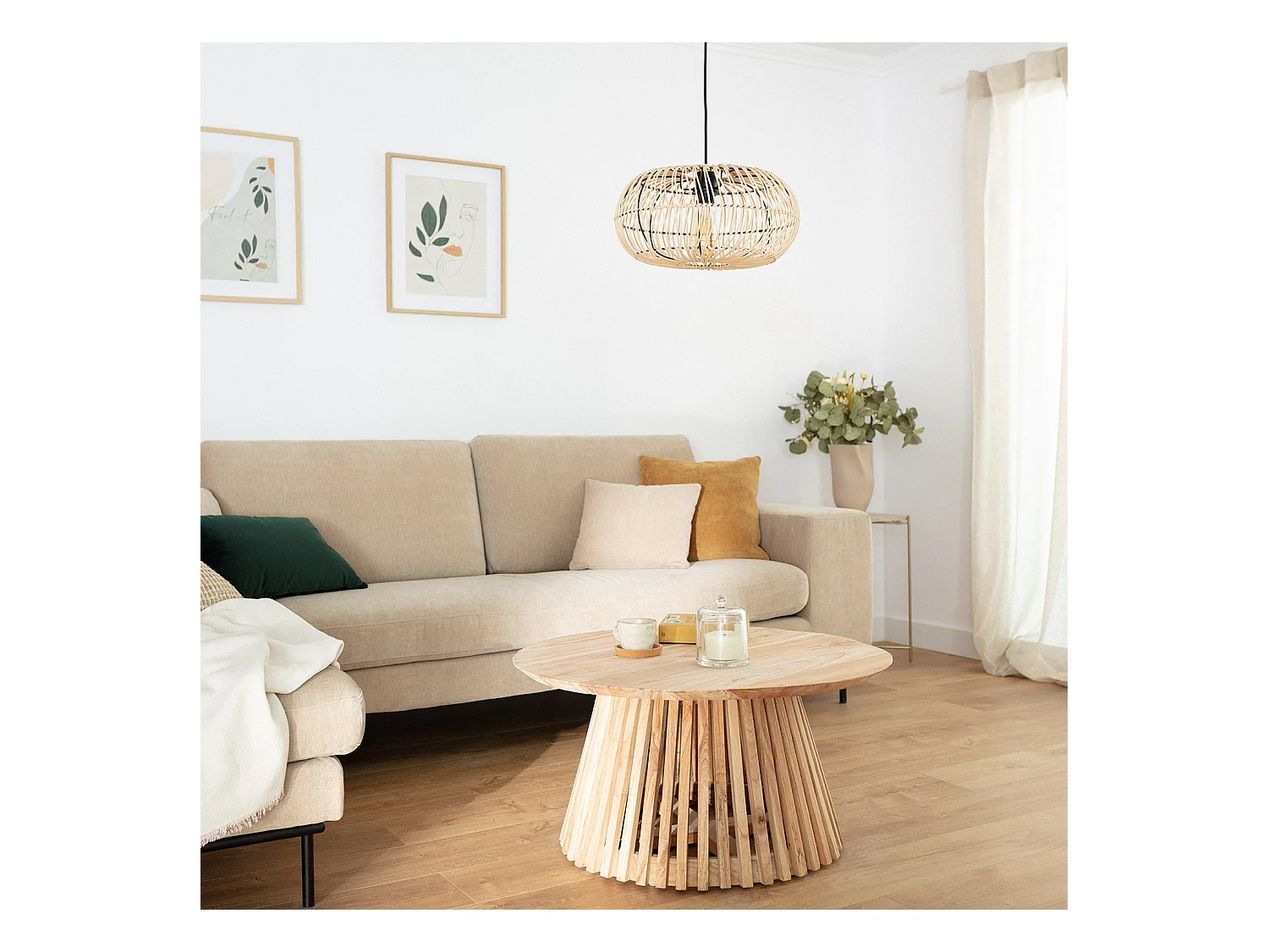 Lámpara Colgante Ratán Arawa Viringo Natural