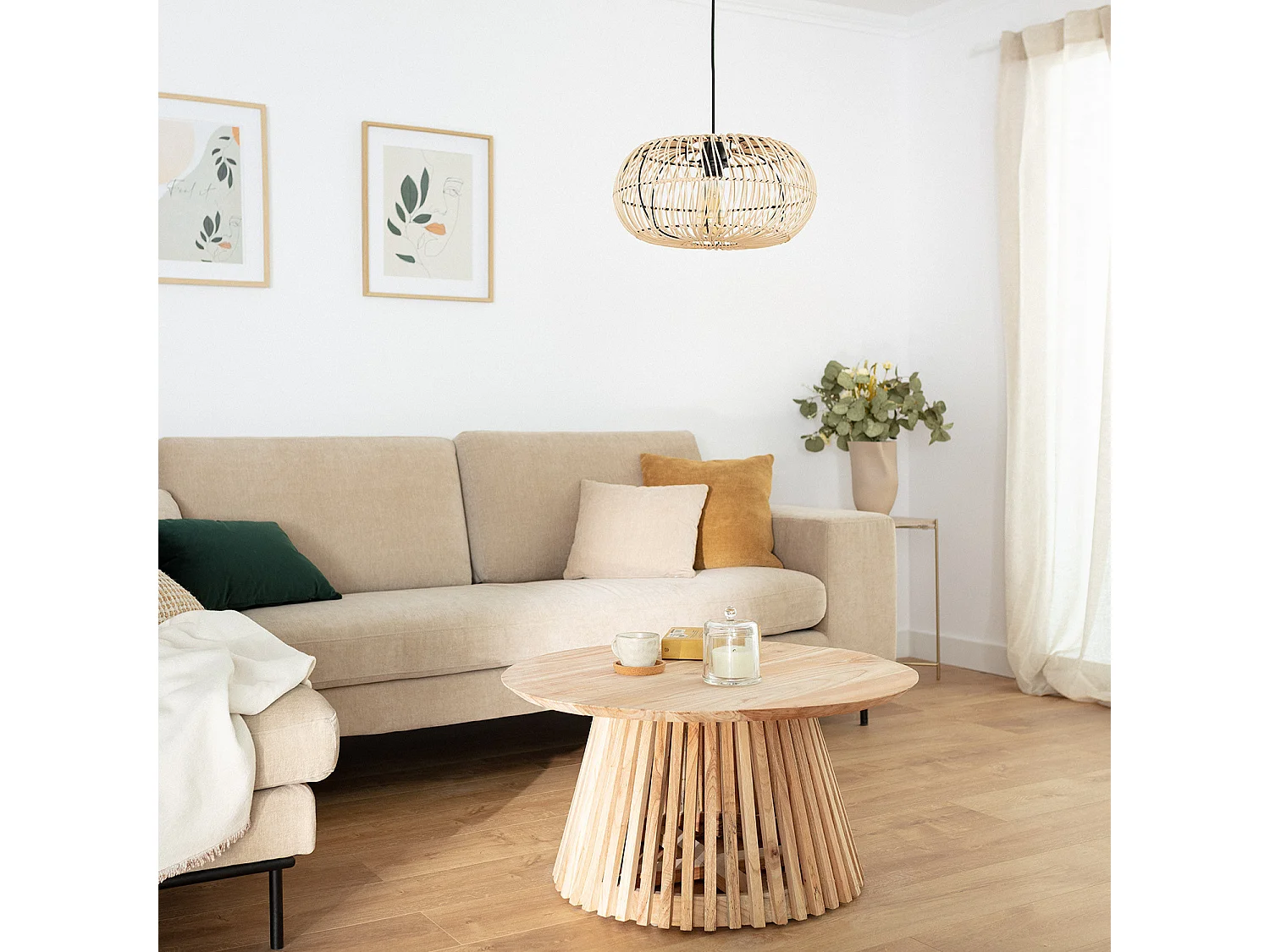 Suspension Rotin Arawa Viringo Naturel