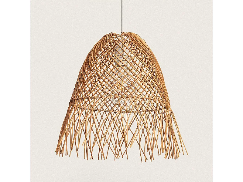 Lampada a Sospensione Rattan Toraja Tessuto Bianco