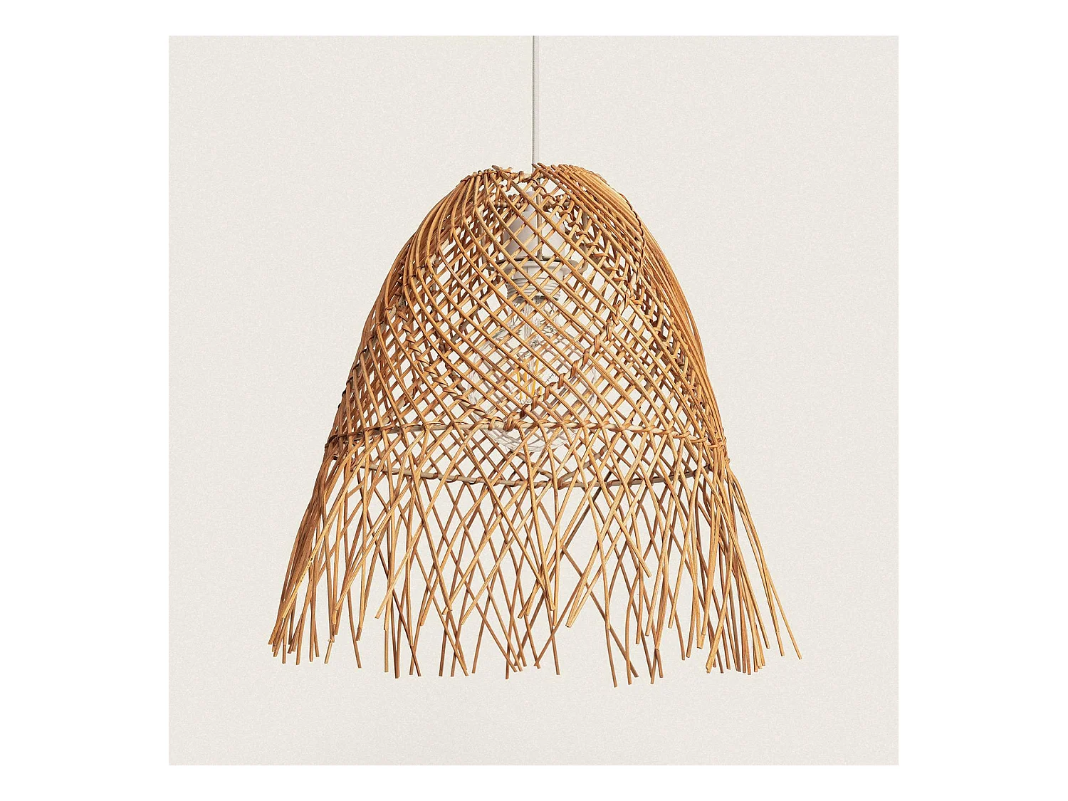 Lampada a Sospensione Rattan Toraja Tessuto Bianco