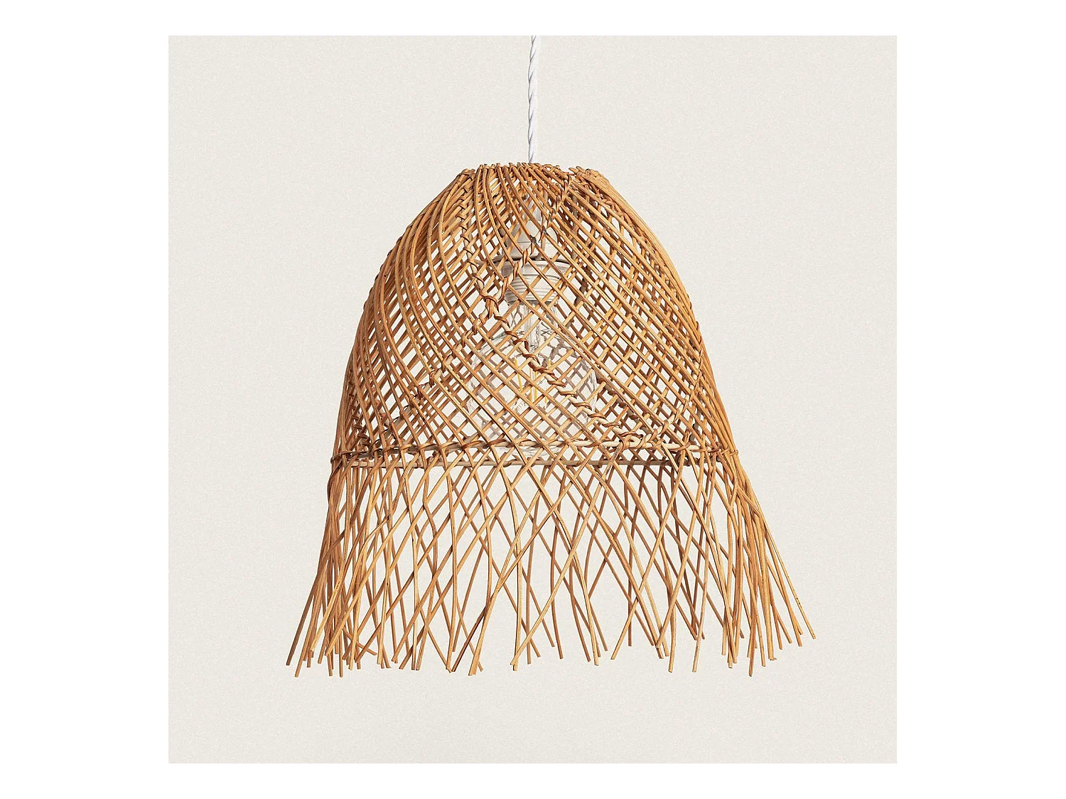 Lampada a Sospensione Rattan Toraja Tessuto Bianco