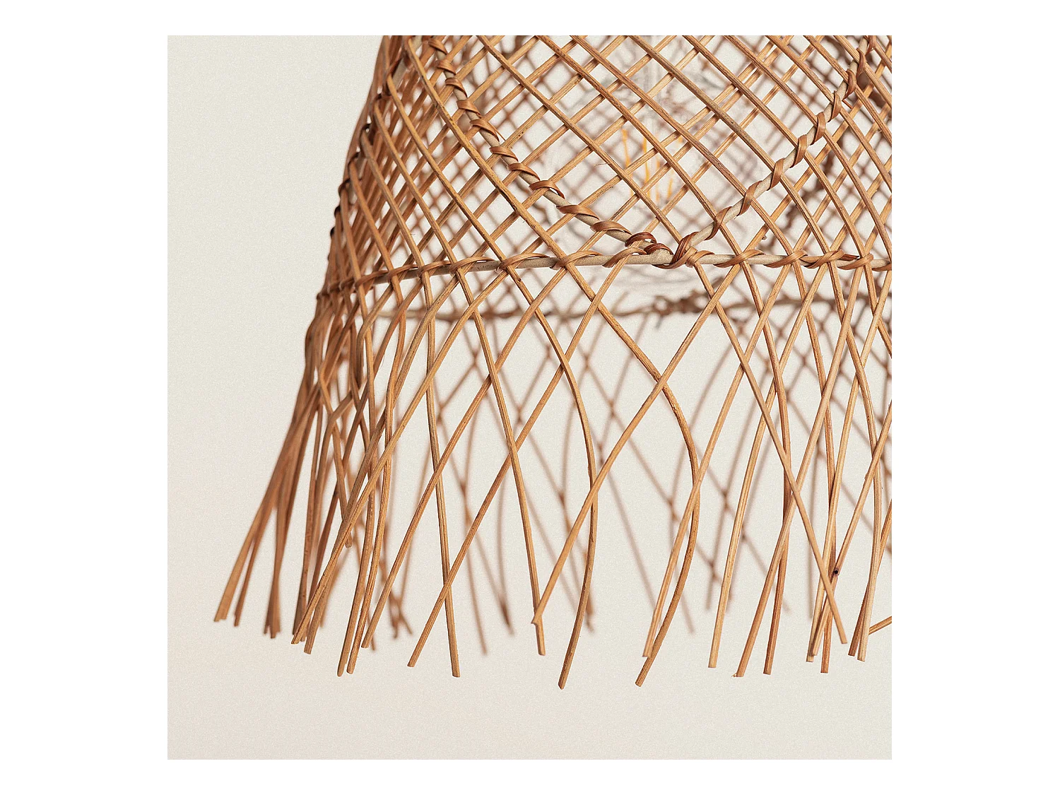 Lampada a Sospensione Rattan Toraja Tessuto Bianco