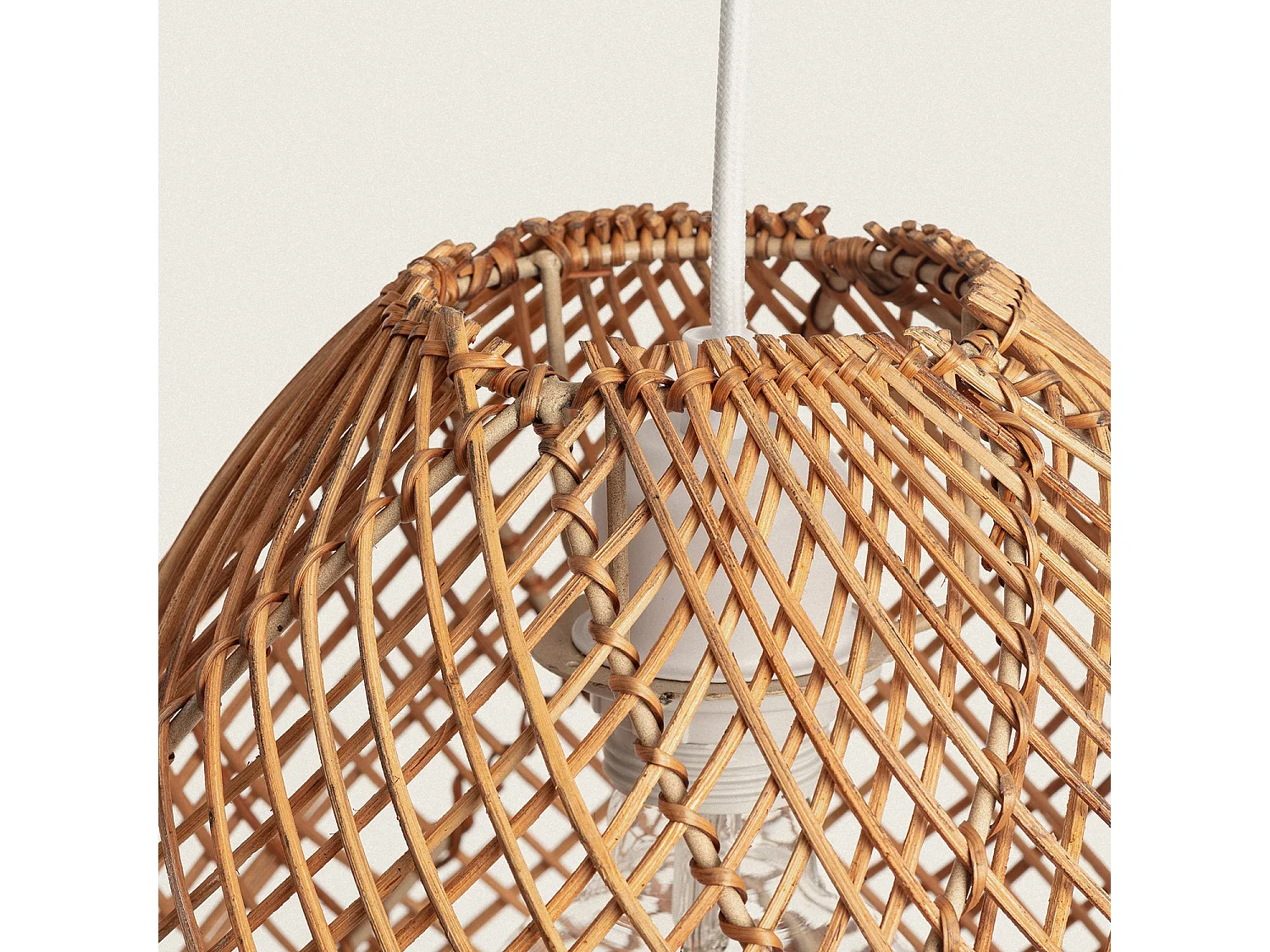 Lámpara Colgante Ratán Toraja ILUZZIA Textil Blanco