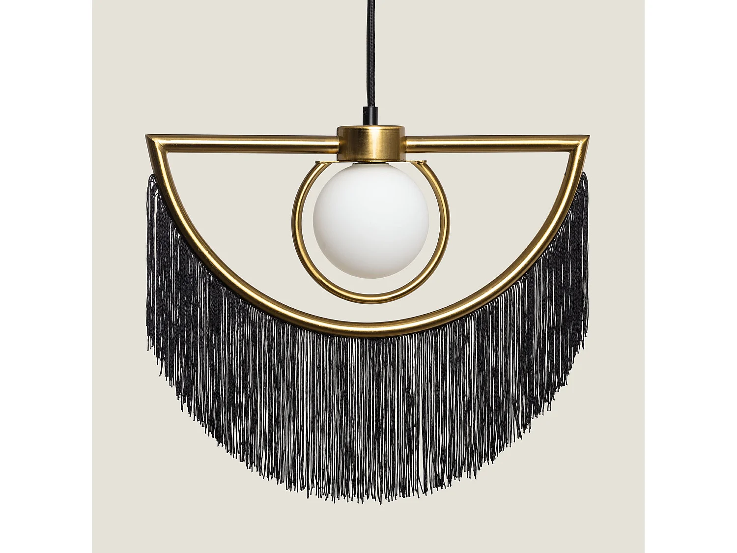 Suspension Métal Dalila avec Franges  Noir