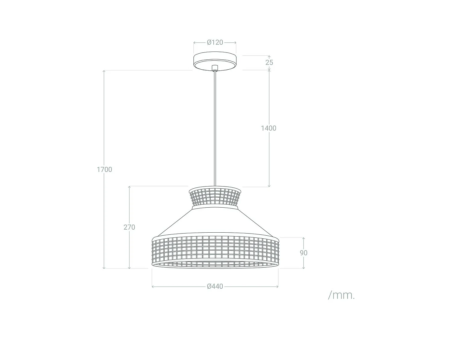 Lámpara Colgante Ratán y Tela Longoria Naranja