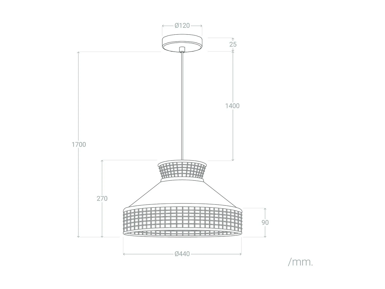 Suspension Rotin et Tissus Longoria  Orange