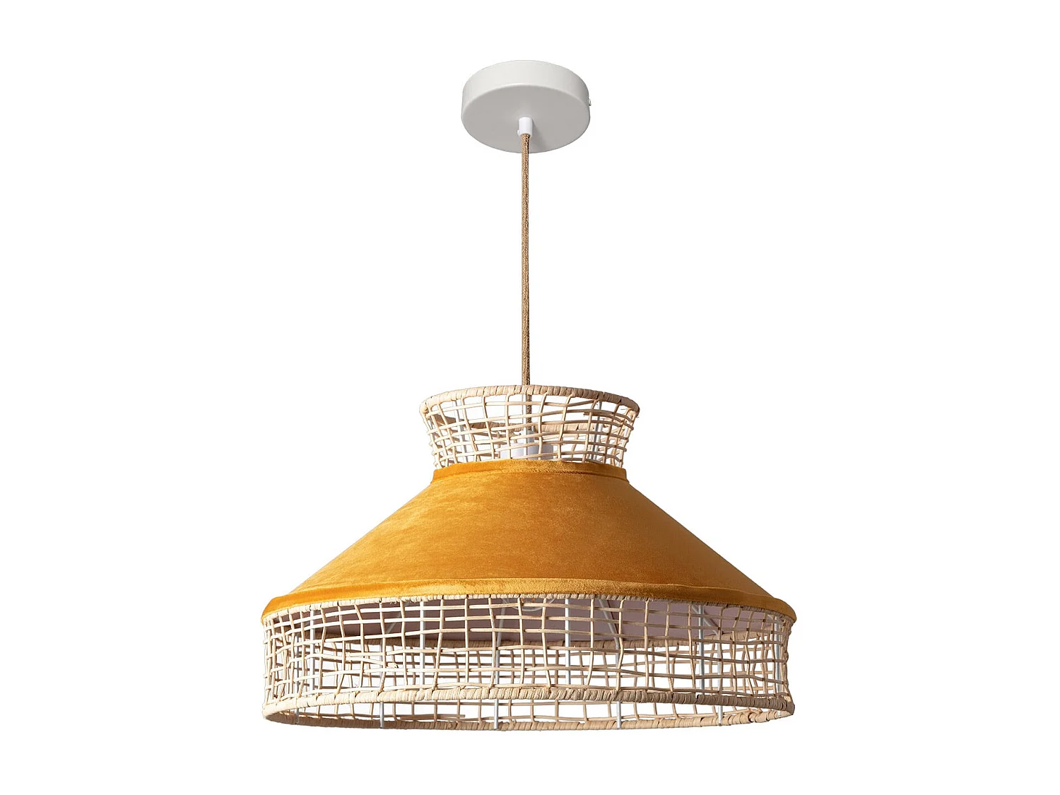 Lampada a Sospensione Rattan e Tessuto Longoria Arancione