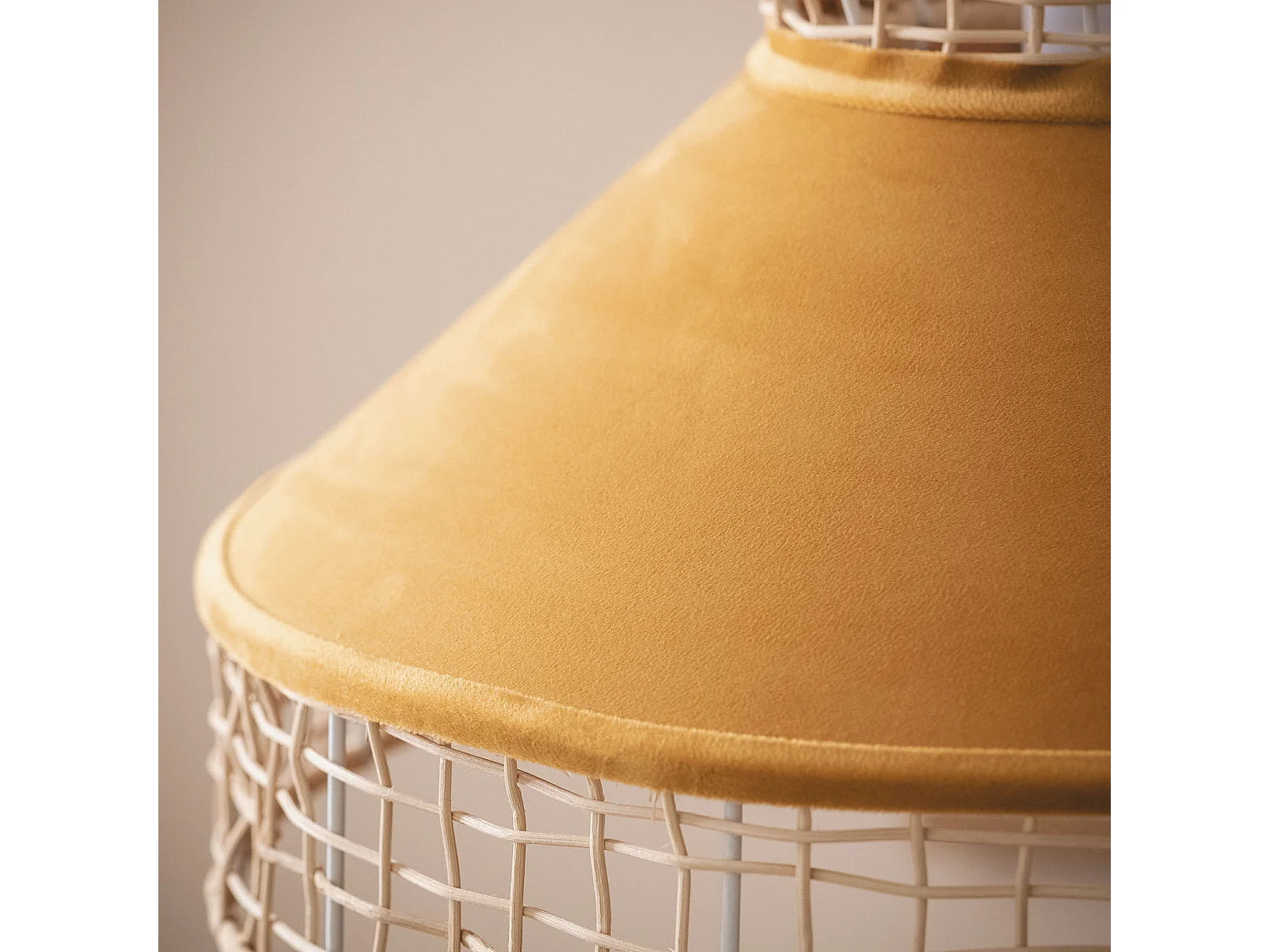 Lampada a Sospensione Rattan e Tessuto Longoria Arancione