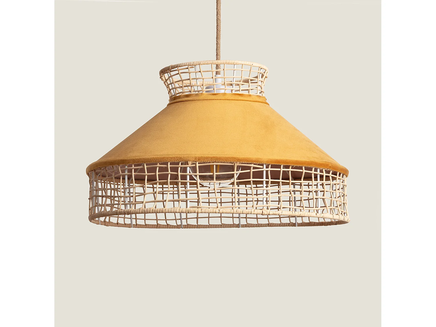 Lampada a Sospensione Rattan e Tessuto Longoria Arancione