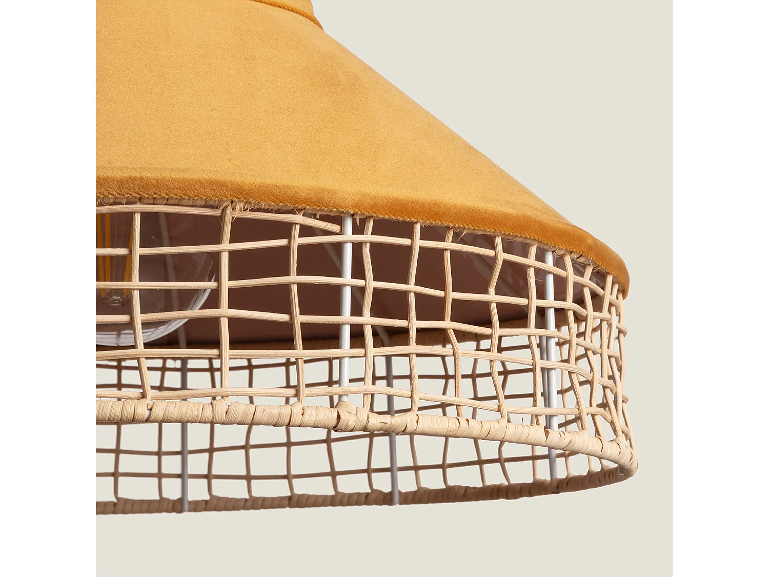 Lampada a Sospensione Rattan e Tessuto Longoria Arancione