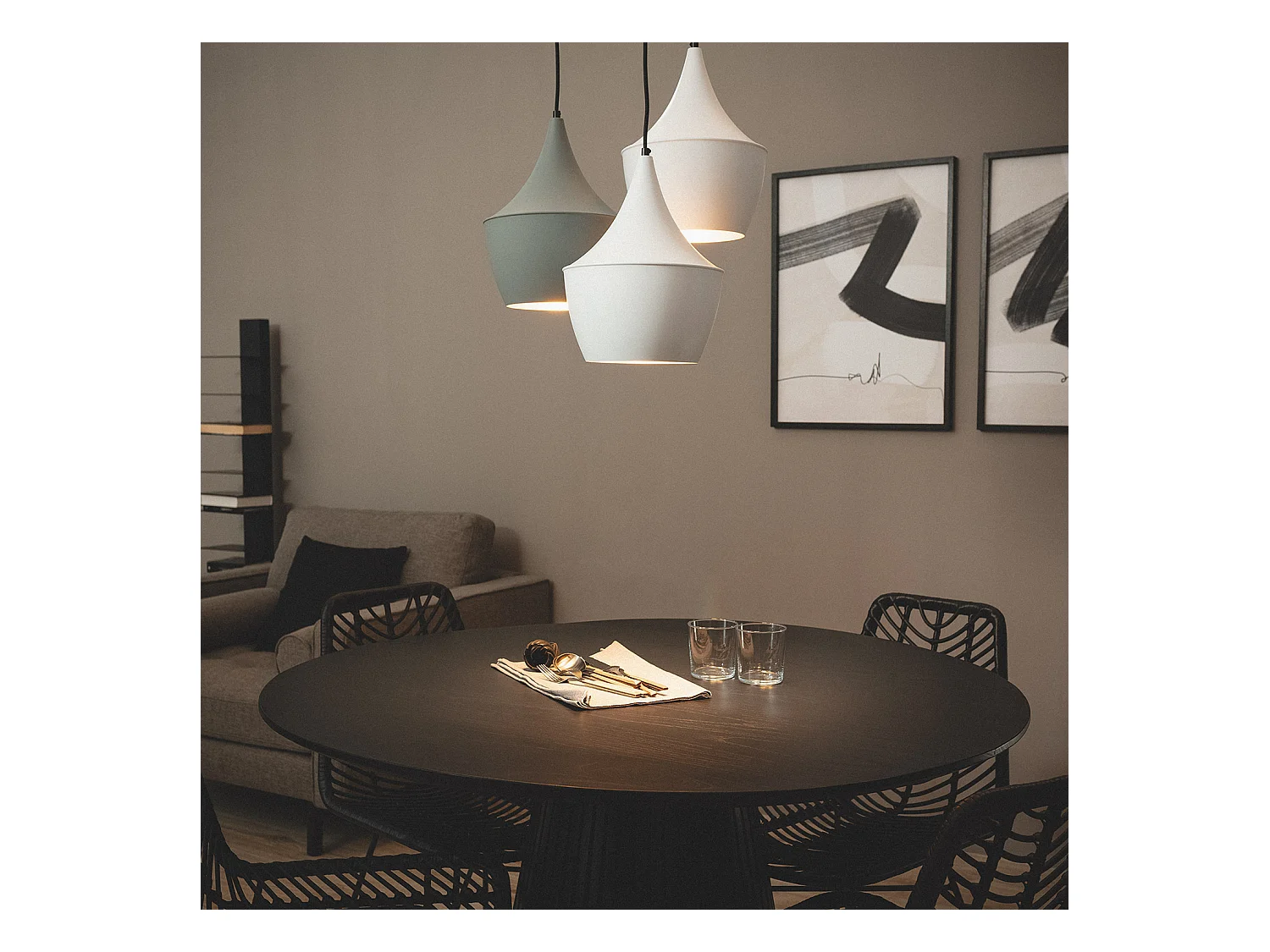 Lámpara Colgante Metal Tri Big Mercury Blanco / Gris