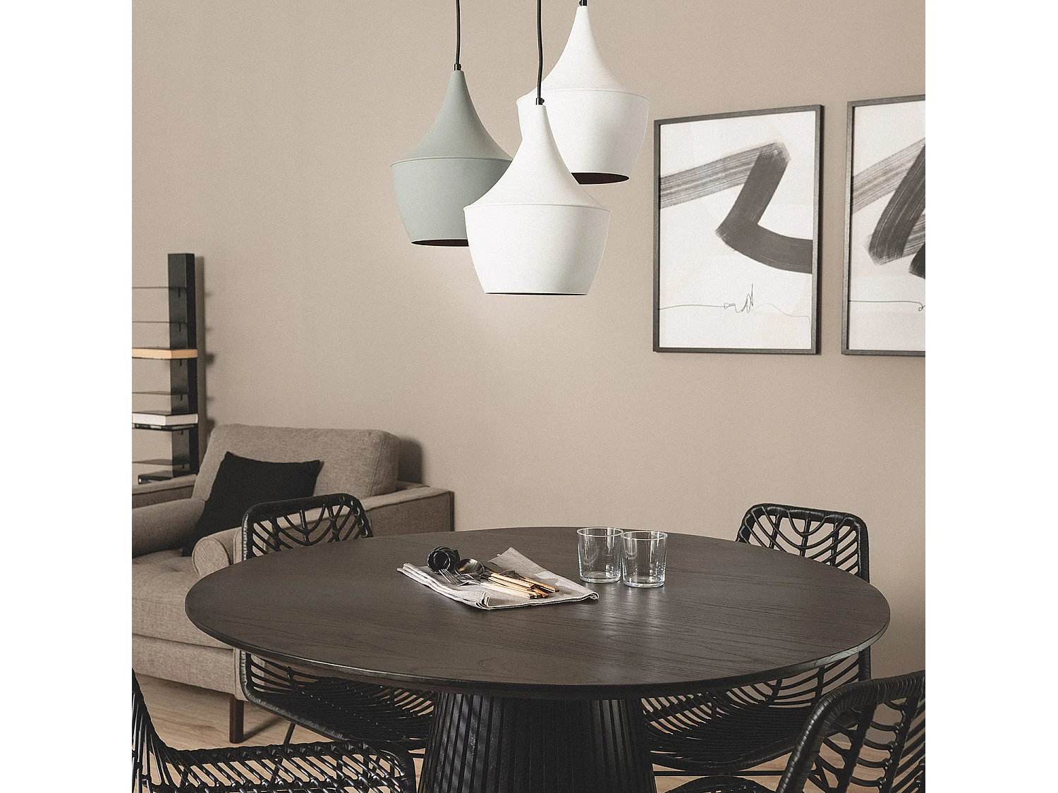 Lámpara Colgante Metal Tri Big Mercury Blanco / Gris