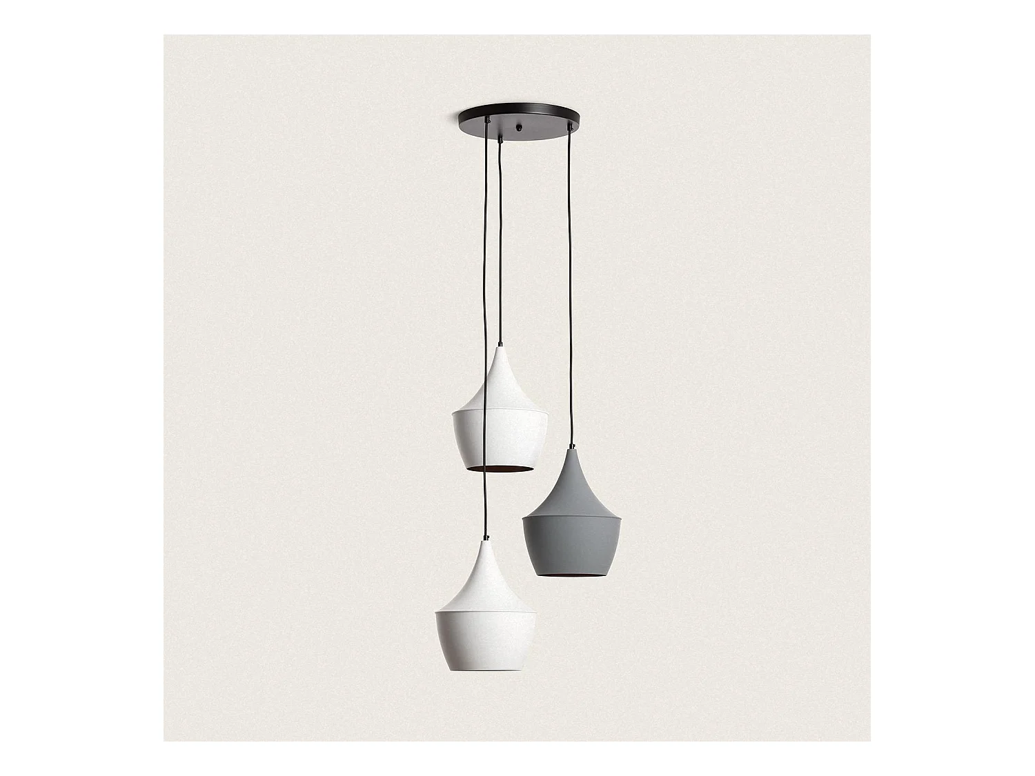 Lámpara Colgante Metal Tri Big Mercury Blanco / Gris