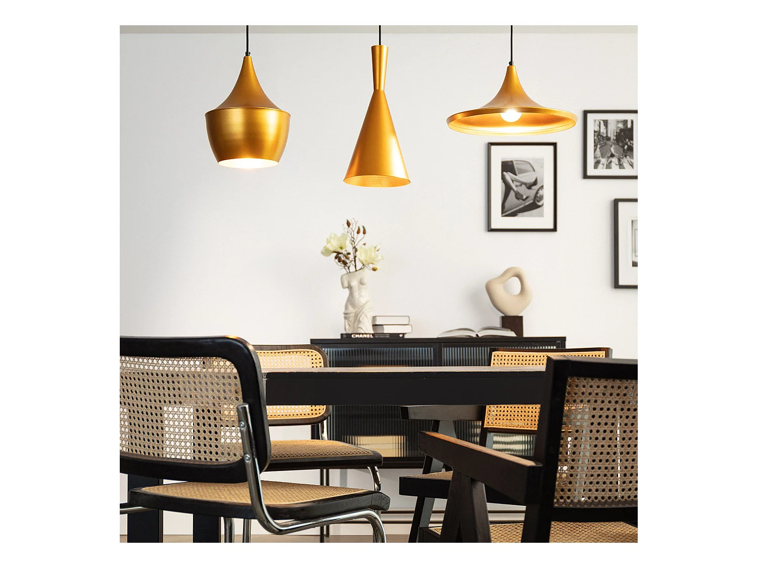 Lámpara Colgante Metal Tri Lennon Dorado