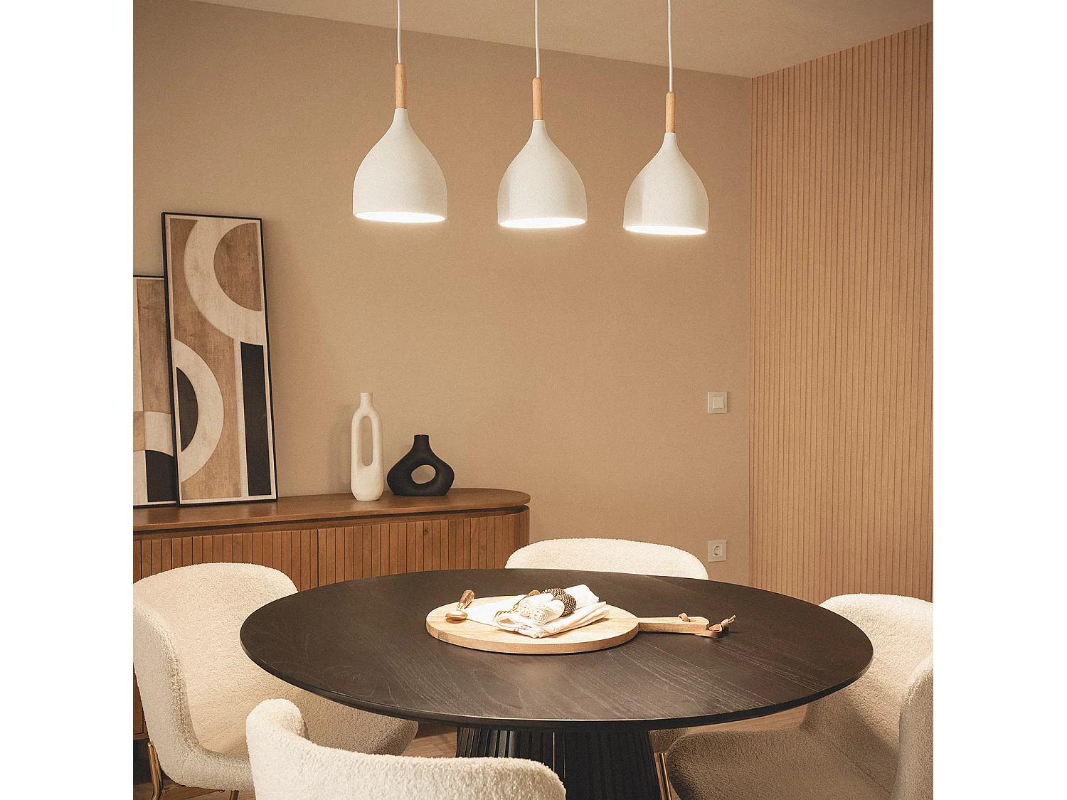 Suspension Métal et Bois Karlek  Blanc