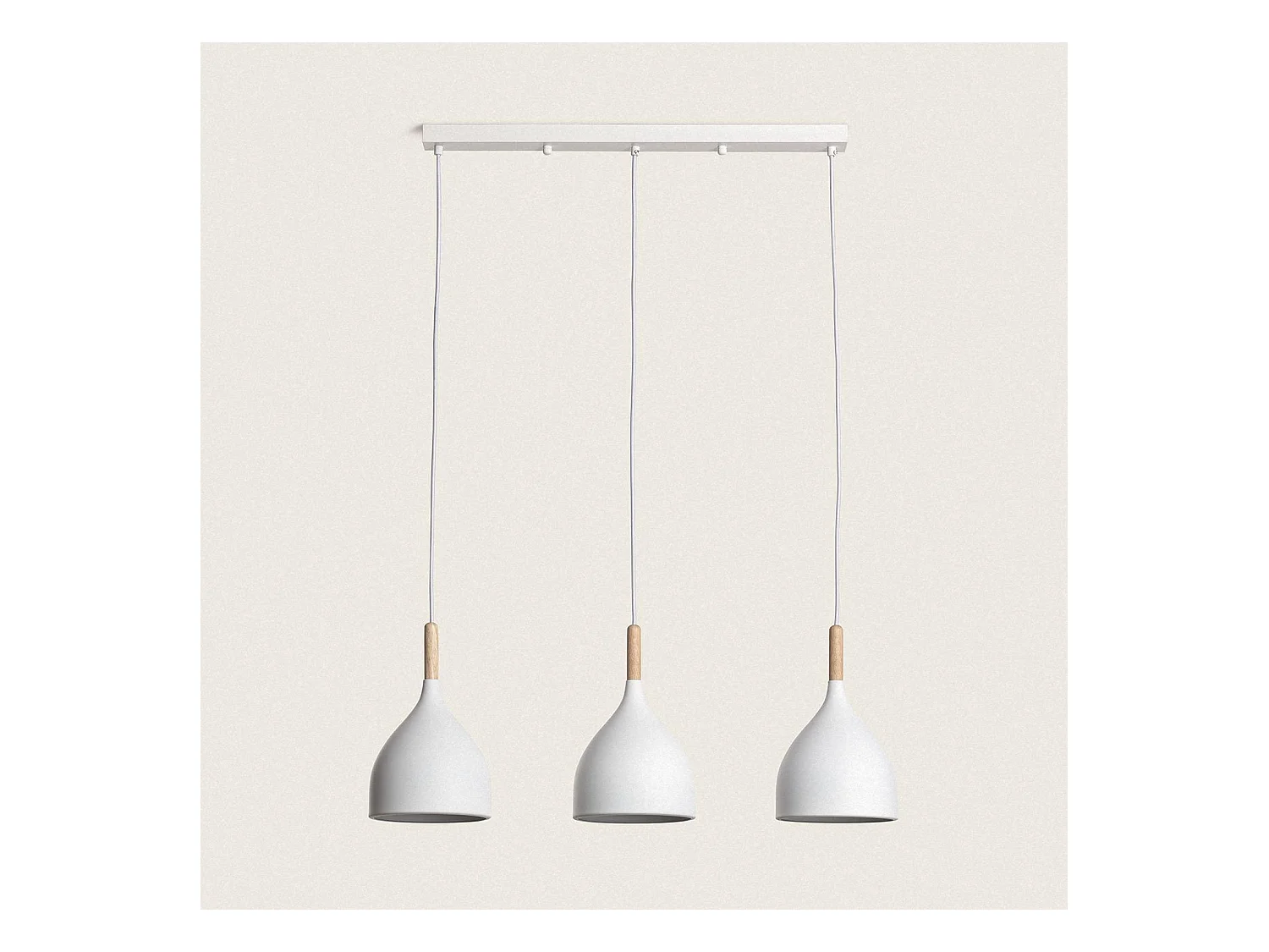 Lámpara Colgante Metal y Madera Karlek Blanco