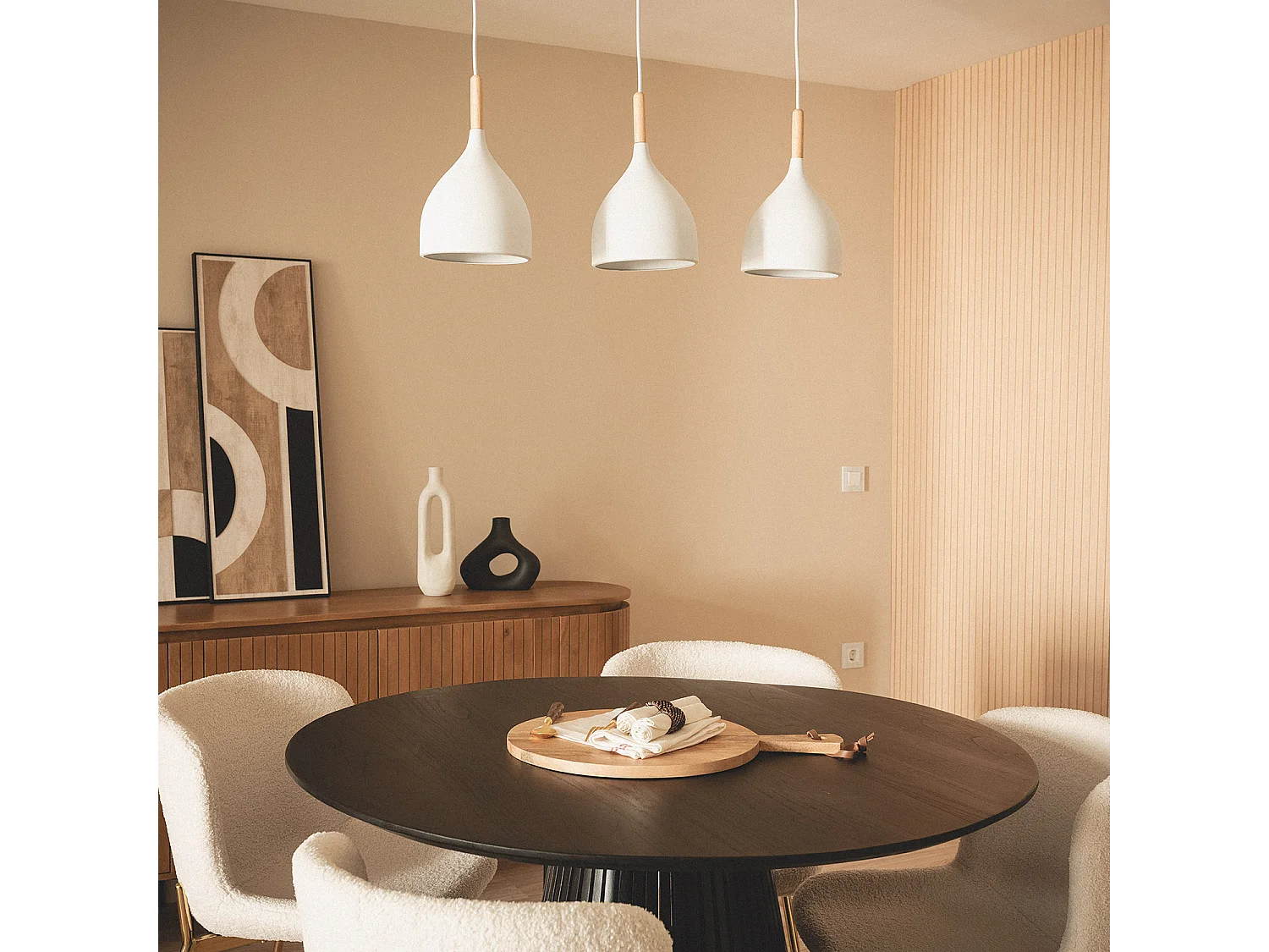 Suspension Métal et Bois Karlek  Blanc