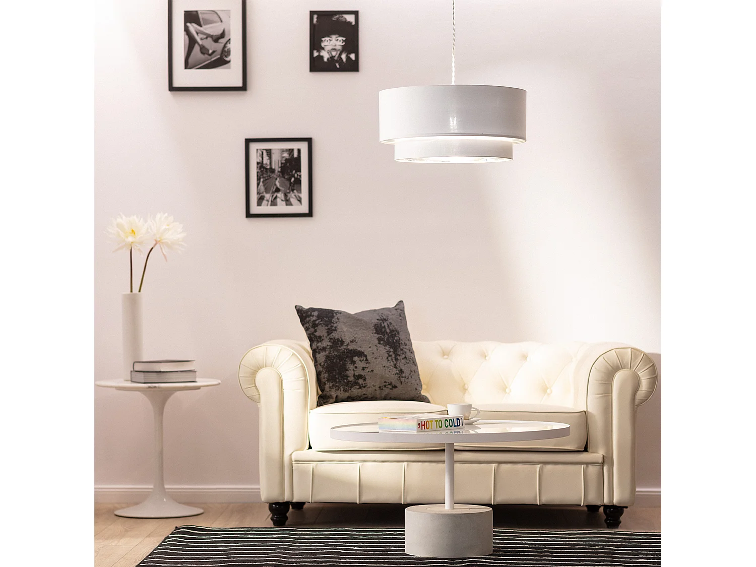 Lámpara Colgante Textil Reflect Duo Blanco