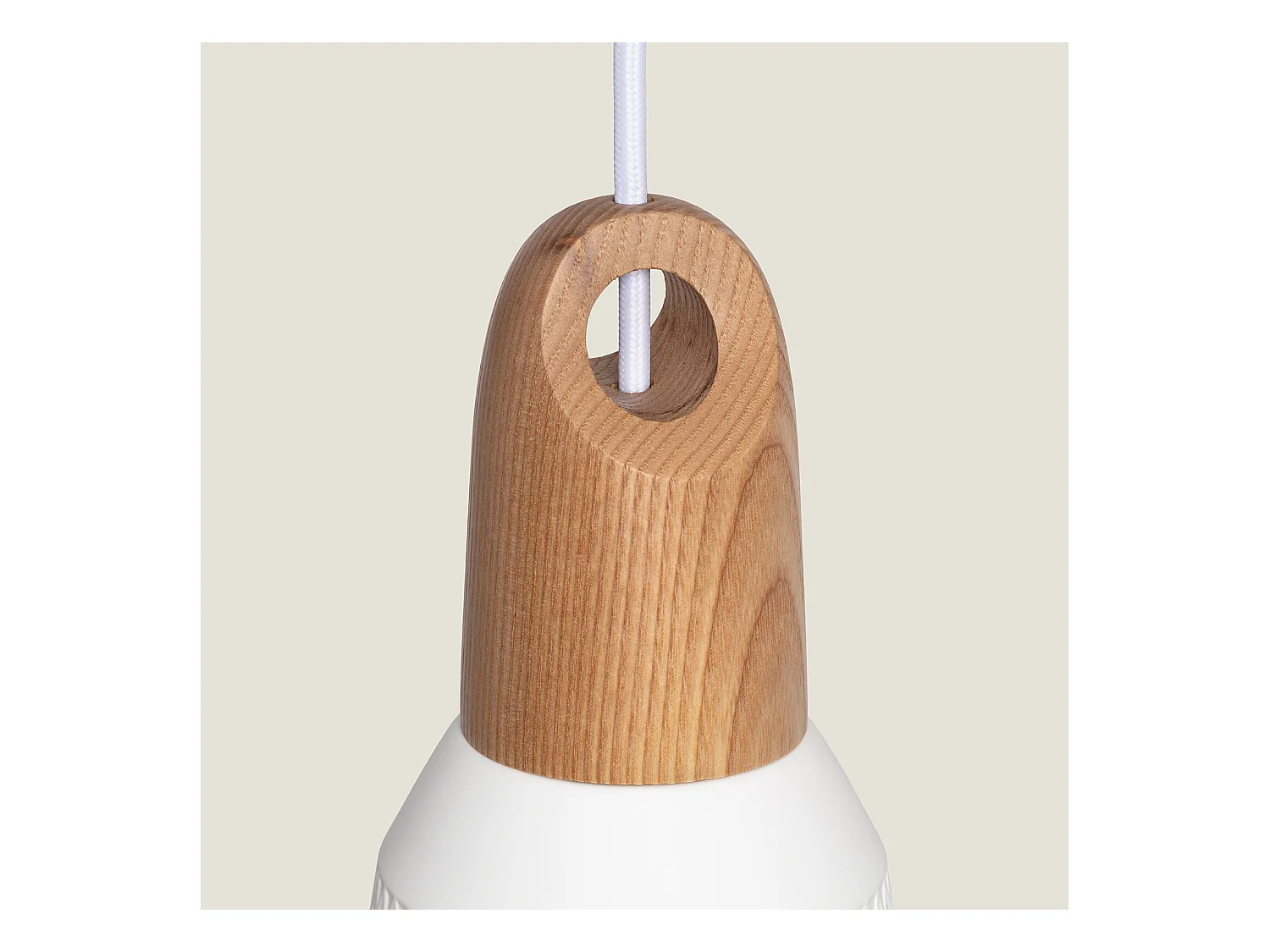 Suspension Céramique et Bois Retilles Blanc