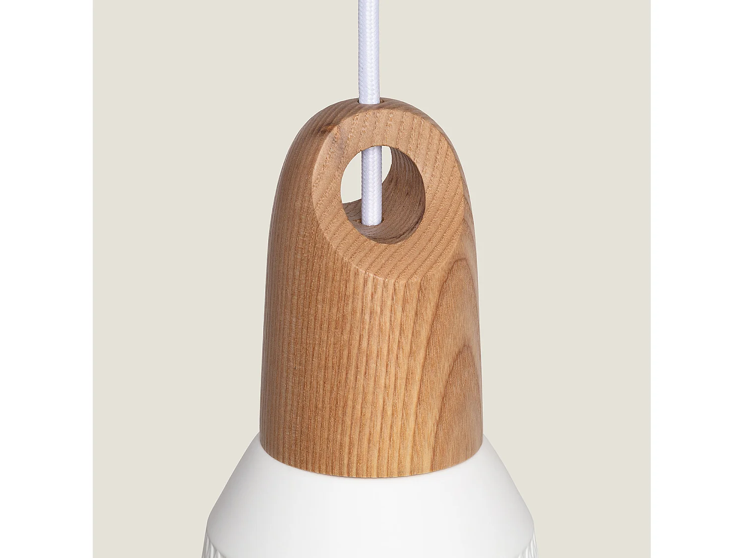 Lámpara Colgante Cerámica y Madera Retilles Blanco