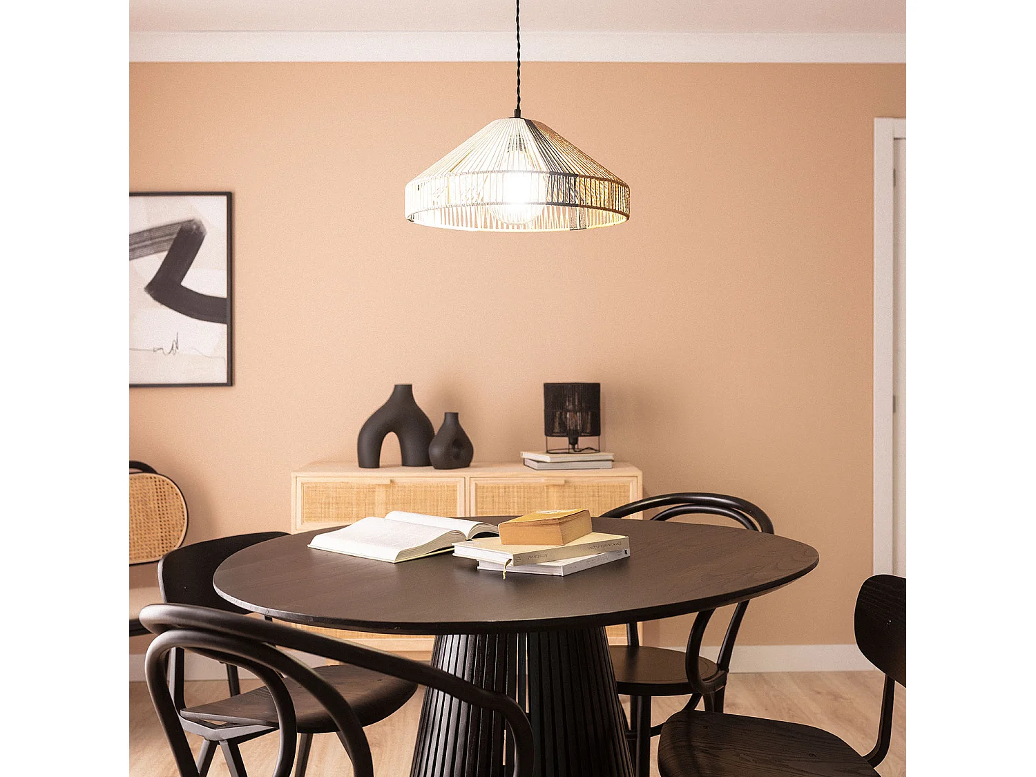 Lámpara Colgante Papel Trenzado Dumas Natural