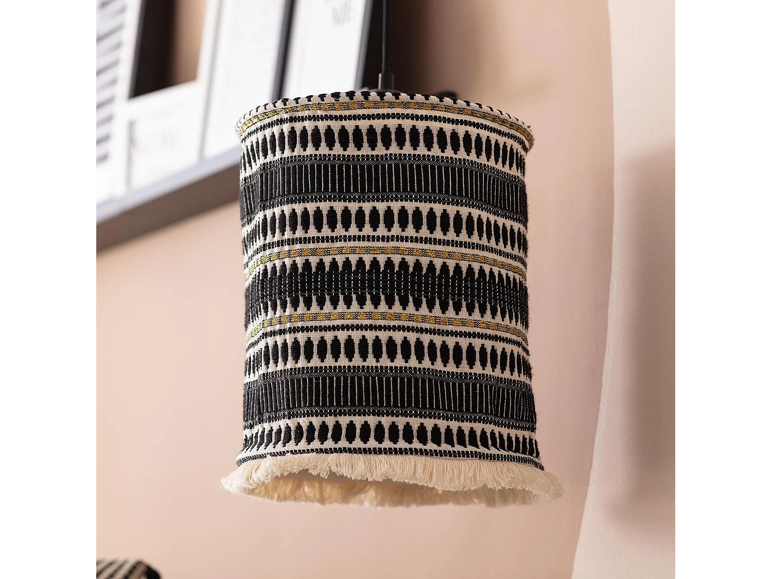 Suspension Coton Rarámuri  Blanc / Noir