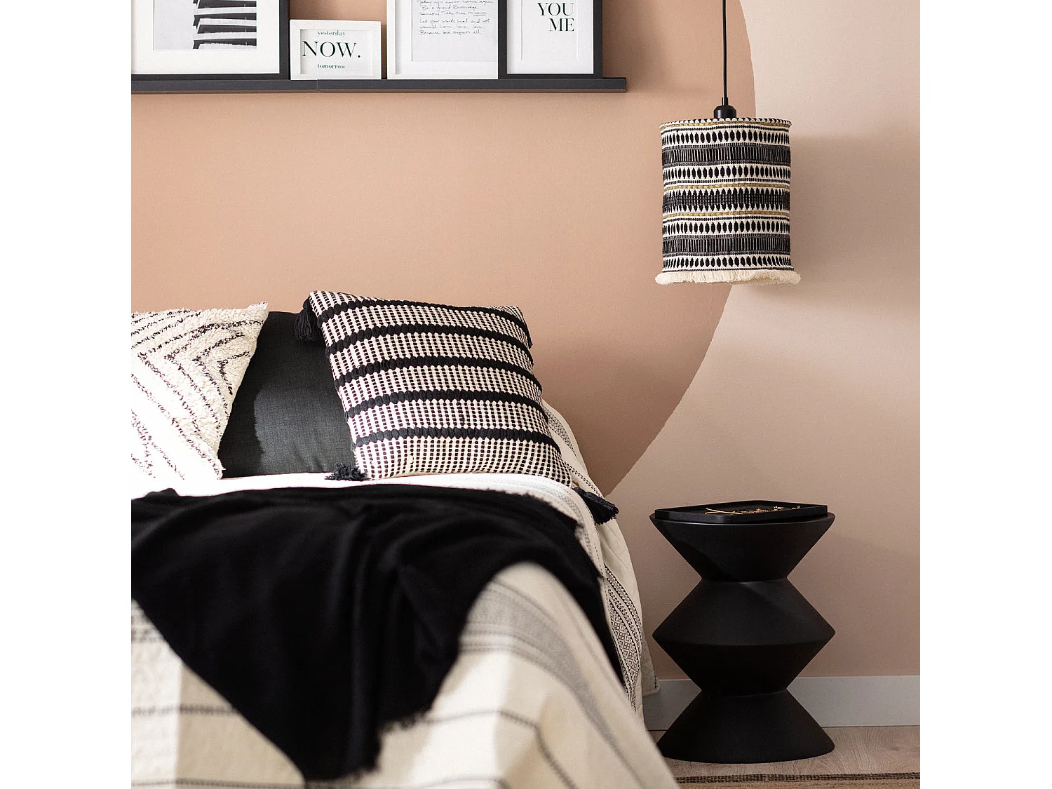 Suspension Coton Rarámuri  Blanc / Noir