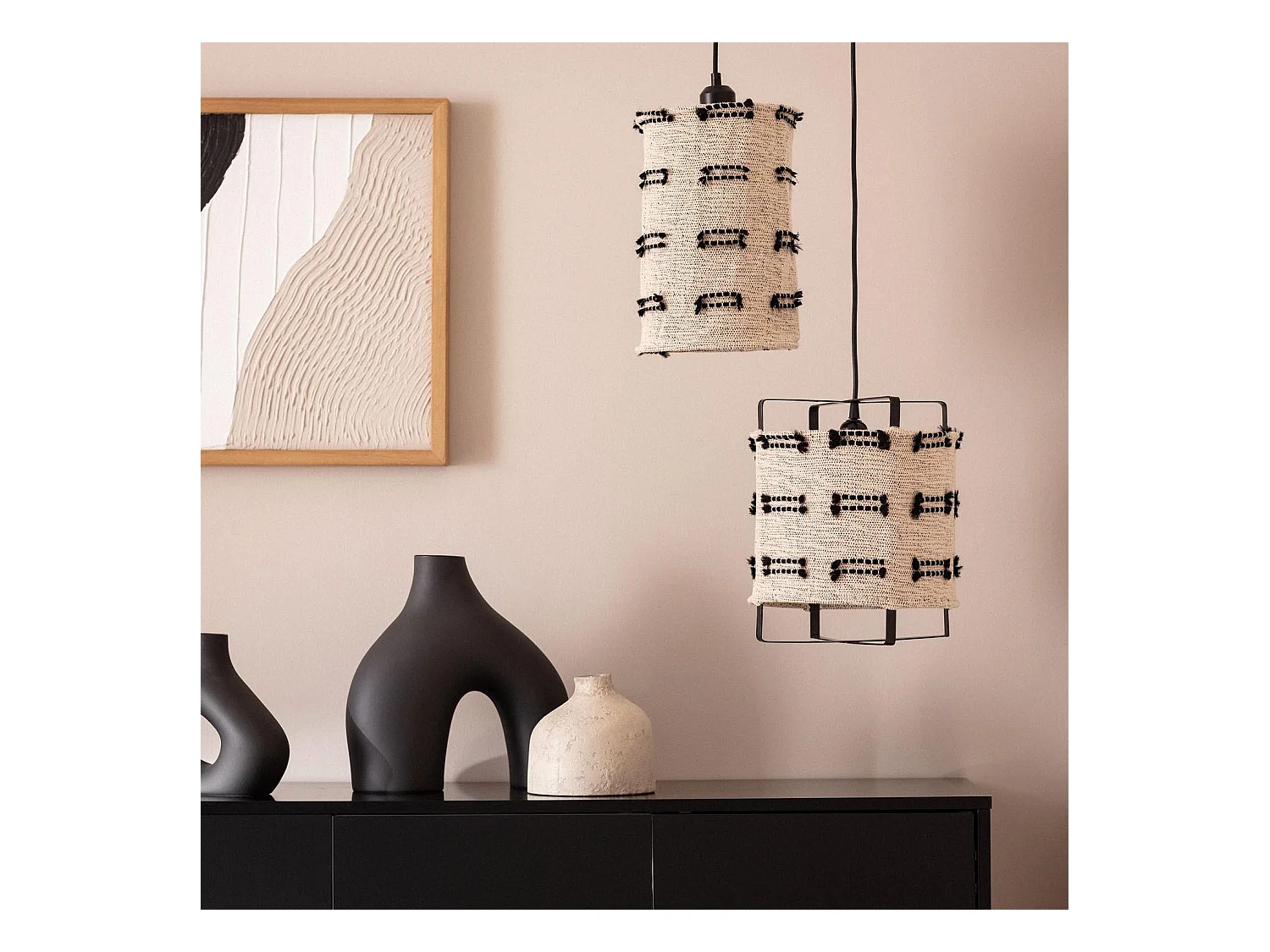 Suspension Bois et Coton Sioux  Beige