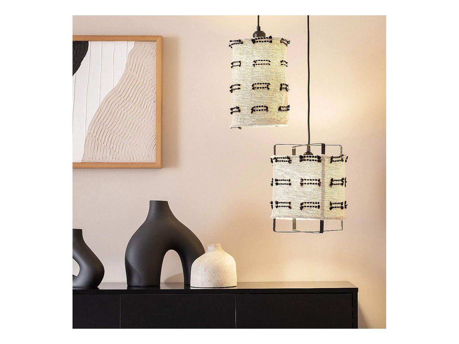 Suspension Bois et Coton Sioux  Beige