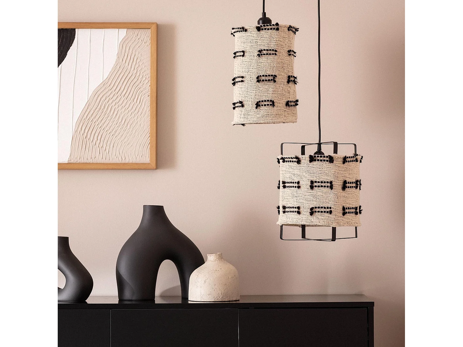 Suspension Bois et Coton Sioux  Beige