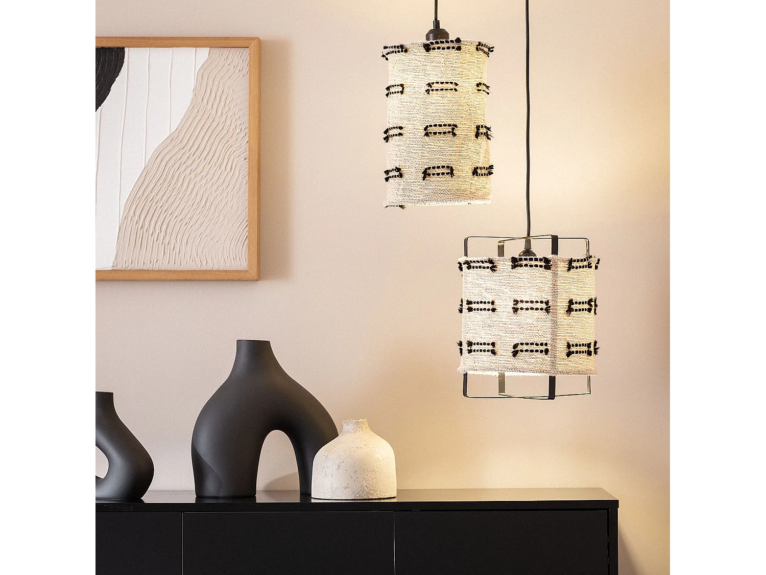 Suspension Bois et Coton Sioux  Beige