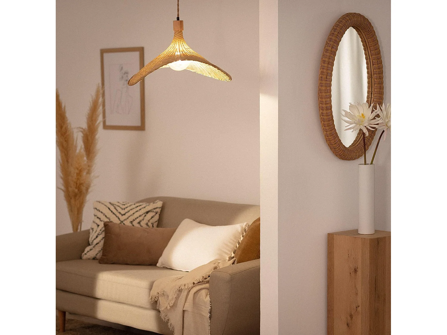 Lámpara Colgante Bambú Kathu Netsie Camel