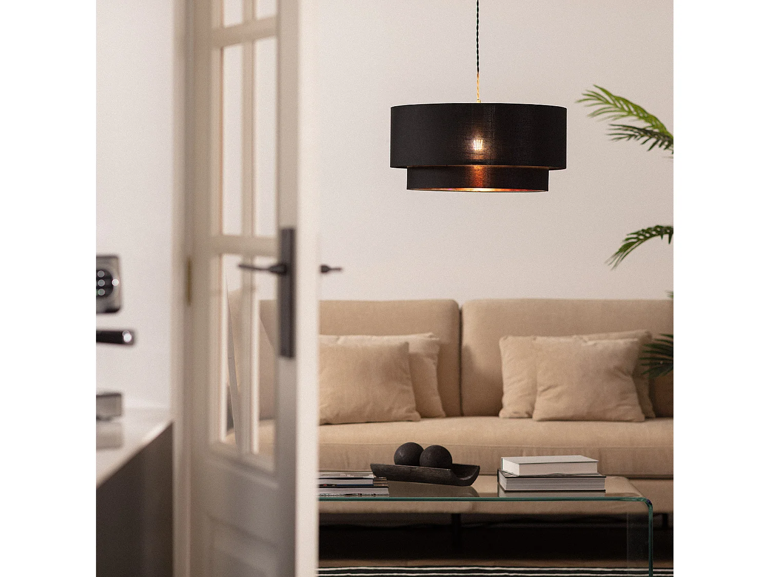 Suspension Textile Lin Reflect Duo Noir