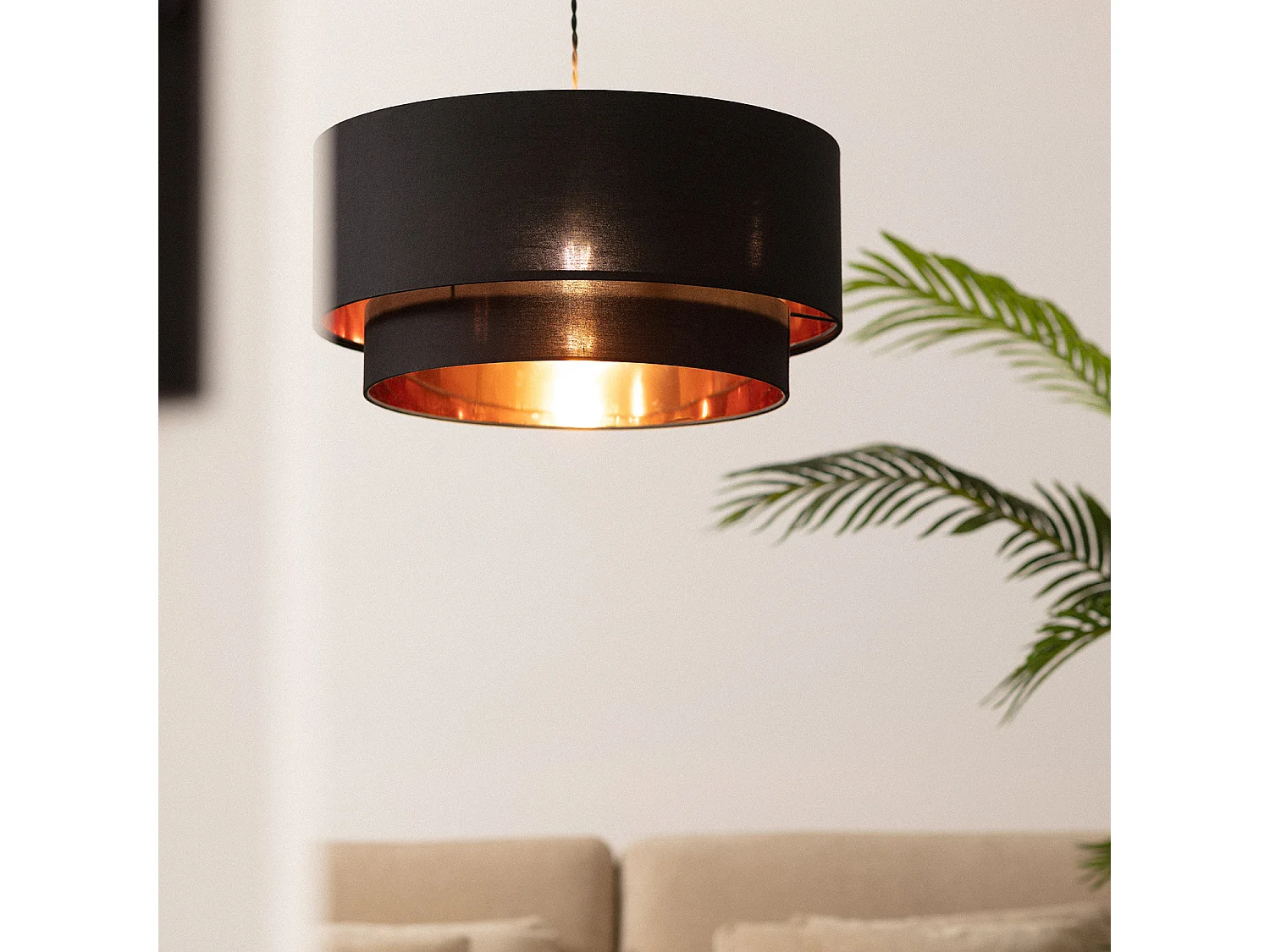 Suspension Textile Lin Reflect Duo Noir