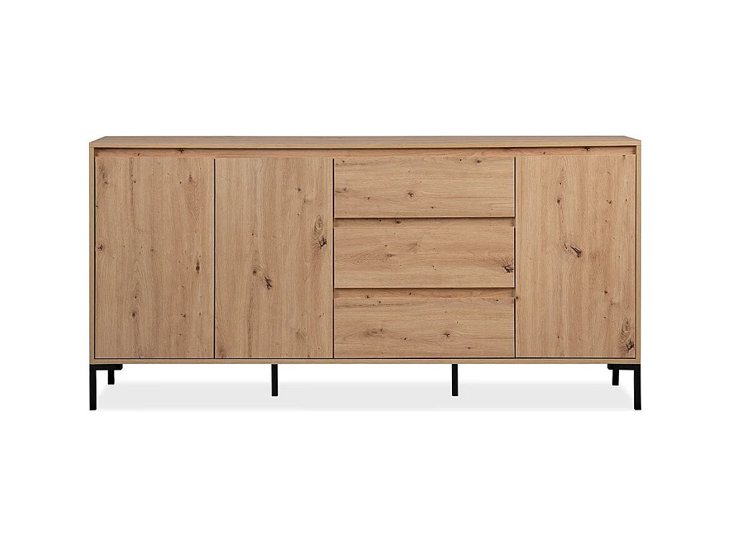 Buffet 3 Portes 3 Tiroirs et 2 Étagères L170 cm - PLOCK